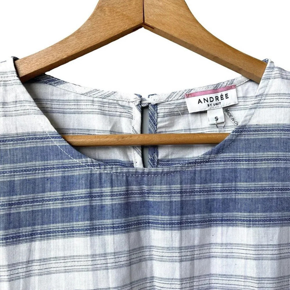 NWT ANDREE BY UNIT S BABYDOLL TOP STRIPE COTTON COLOR BLOCK BOHO POM POM TASSEL - Picture 4 of 4